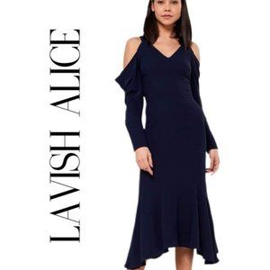 Lavish Alice Navy Cold Shoulder Maxi Dress